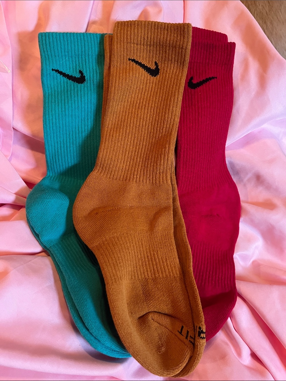 Nike Crew Socks in Teal, Mustard, Burgundy